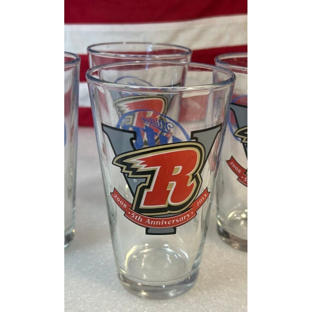 (4)2008-2013  Rapid City Rush 5th Anniversary Miller Lite Beer Glass  16 ounce